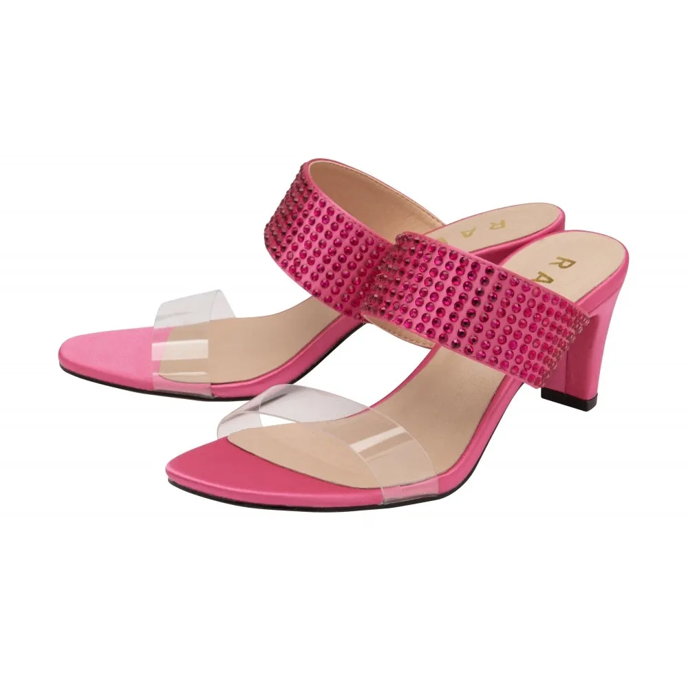 Ravel Magenta pink Satin & Diamante Dorea Mule Shoes