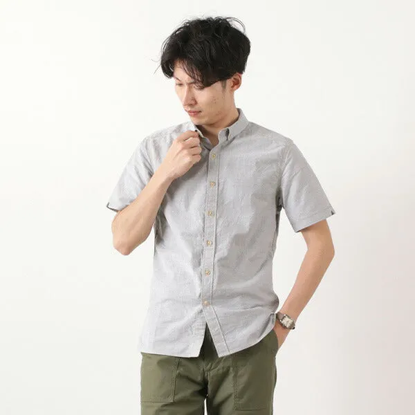 RE MADE IN TOKYO JAPAN / Yellow Stitched Short Sleeve Button Down Shirt