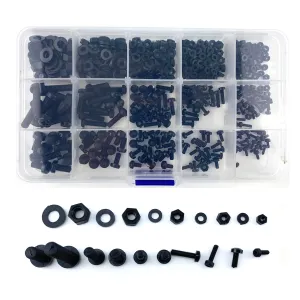 Readytosky M2 M2.5 M3 M4 M5 Nylon Screws Metric Machine Pan Round Head Plastic Screw Nut Bolt Assortment Kit with Screws Organizer Box(510PCS)