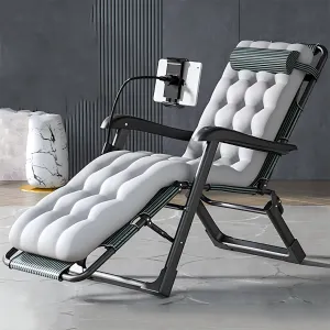 Reclining Camping Chairs,Folding Garden Chairs with Mobile Phone Holder,Deck Chairs for Adults,5 Gear Adjustable,Portable Zero Gravity Chairs,Comfortable Massage Armrest