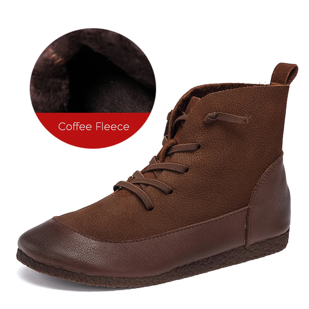 Retro Spliced Flat Leather Boots