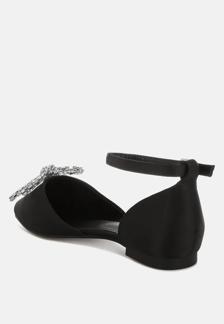 Rhinestone Detail Bow Flat Sandals By RAG