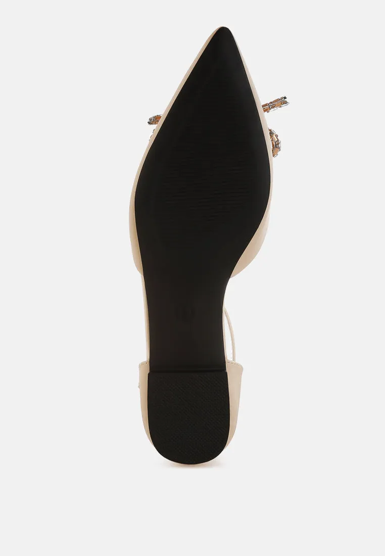 Rhinestone Detail Bow Flat Sandals By RAG