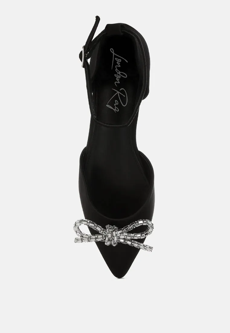 Rhinestone Detail Bow Flat Sandals By RAG