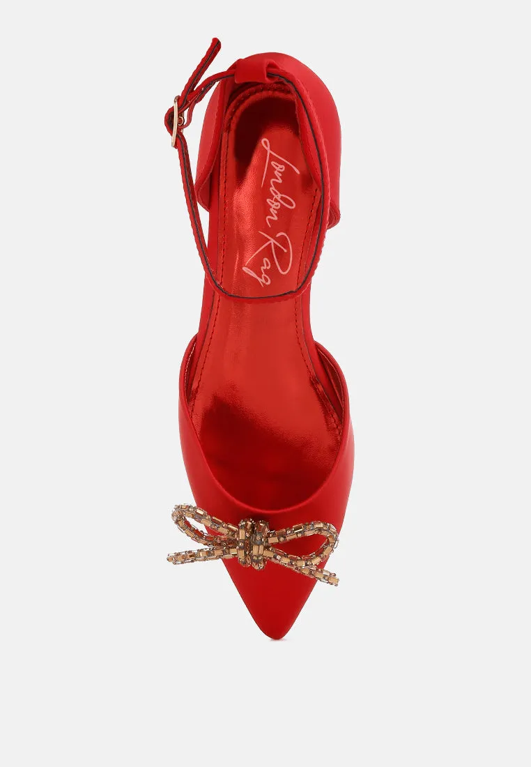Rhinestone Detail Bow Flat Sandals By RAG
