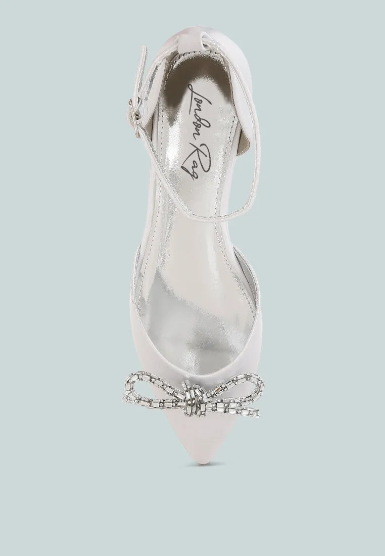 Rhinestone Detail Bow Flat Sandals By RAG