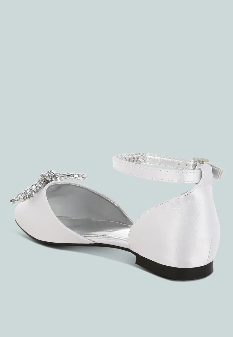 Rhinestone Detail Bow Flat Sandals By RAG