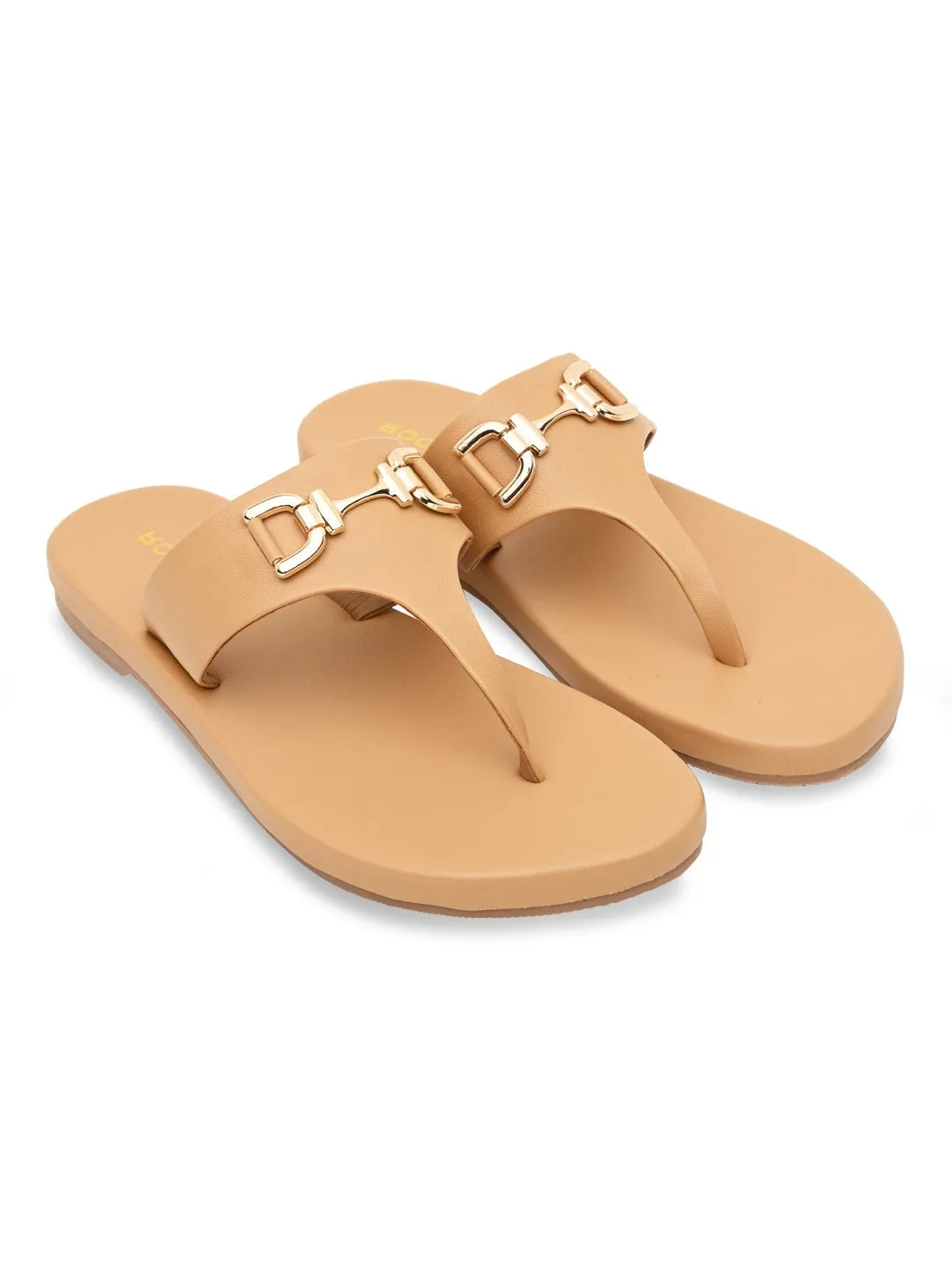 Rocia By Regal Beige Women Casual Buckled Flats