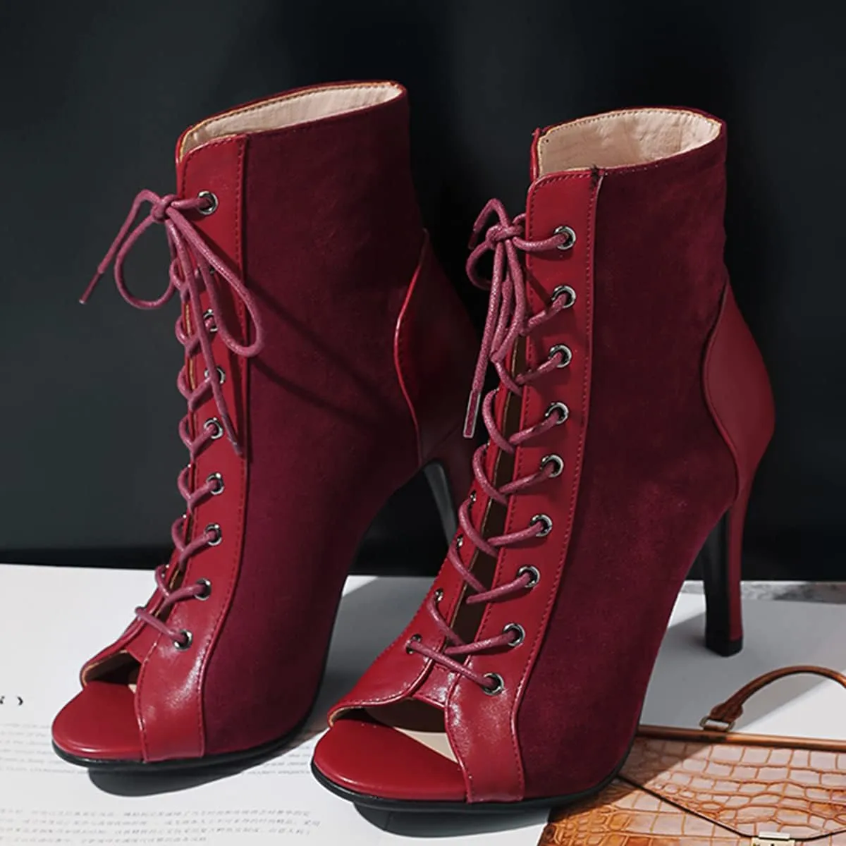Roimaash 7/10CM Heels Women Burju Dance Shoes Lace up
