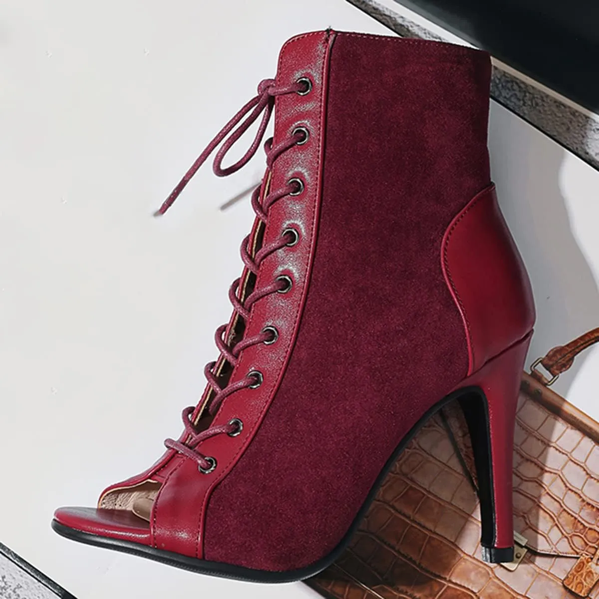 Roimaash 7/10CM Heels Women Burju Dance Shoes Lace up