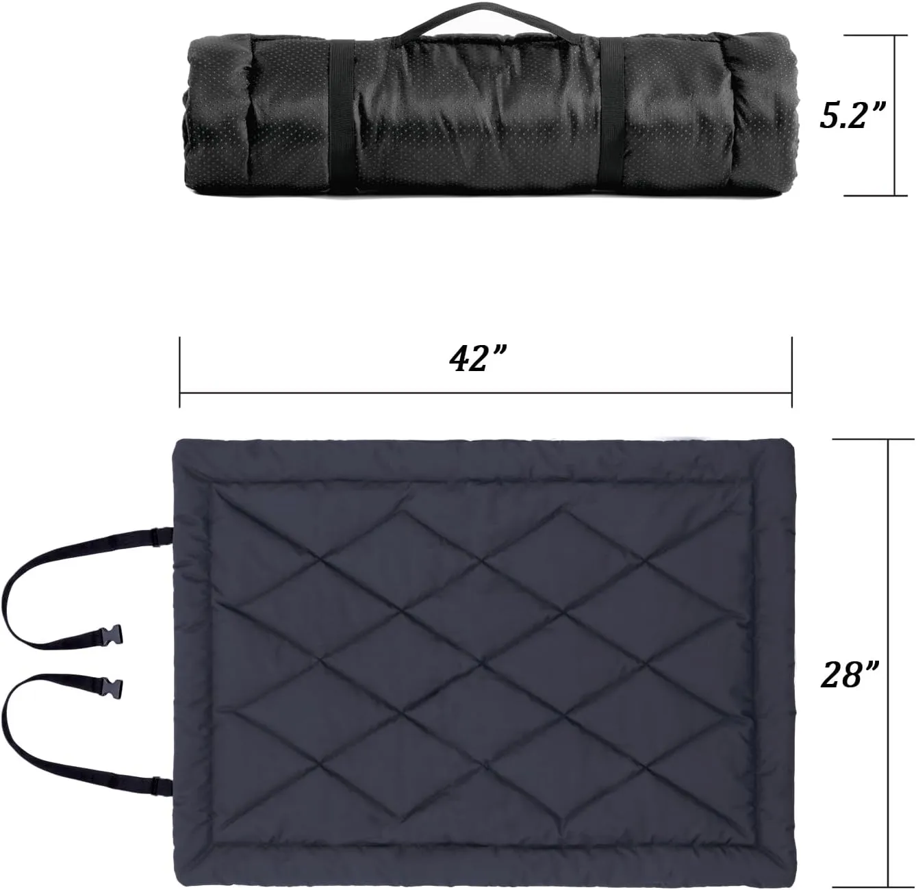 Rollup Camping Outdoor Dog Bed,Portable Dog Travel Mat with Carry Handles for Medium Large Dogs Waterproof Washable Pet Pad,42 * 28”Dark Blue