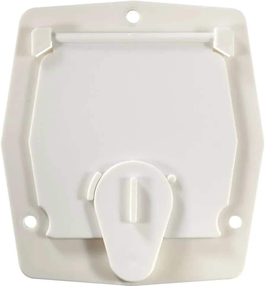 RV Designer B140, Round Electrical Cable Hatch, Basic, Flat Sided, 4.2 inch Diameter, Polar White