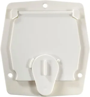 RV Designer B140, Round Electrical Cable Hatch, Basic, Flat Sided, 4.2 inch Diameter, Polar White
