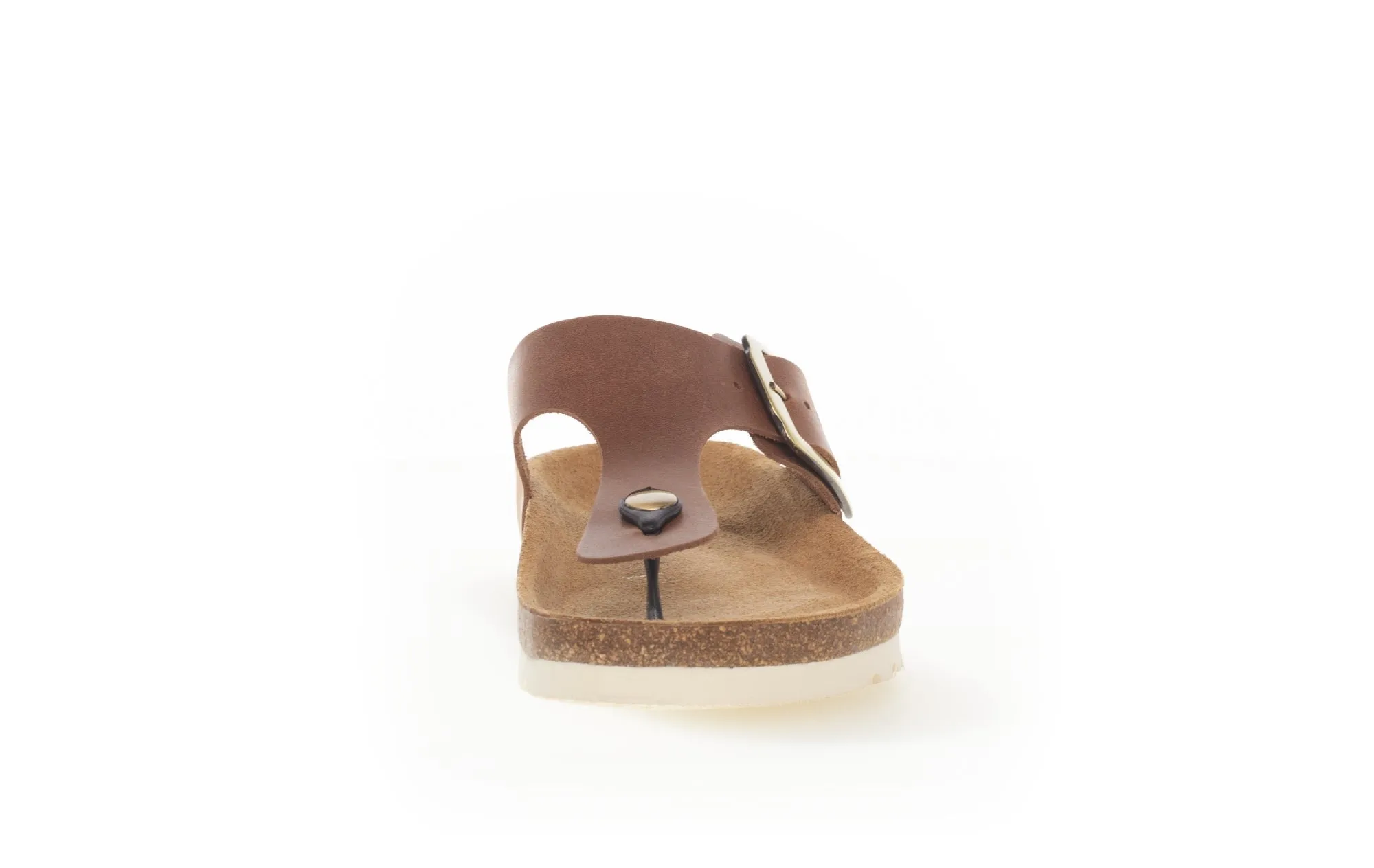 Sandales cognac en cuir lisse