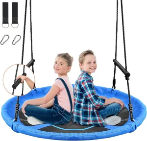 Saucer Tree Swing 40 Inch, 700 lb Weight Capacity Outdoor Flying Swing with Tree Hanging Strap, 900D Oxford Fabric Waterproof Steel Frame and Carabiner for Backyard, New Year Day Gifts(Blue)