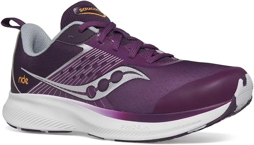 Saucony Ride Kidz Sneaker, Plum/White, 6 US Unisex Big Kid