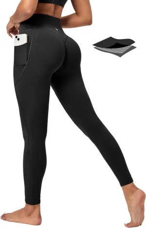 Scrunch Butt Lifting Leggings for Women Tummy Control No Front Seam Compression Workout Leggings with Pockets Yoga Pants