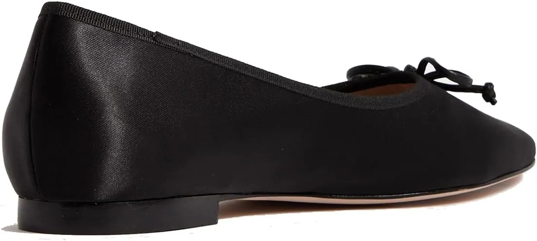 SHODENSE Women Satin Flats Shoes Bow Square Closed Toe Slip On Ballet Flats Slip On Comfortable Flat Heel Office Work Shoes Girls Driving Flats Club Church Spring Fall Dance Dress Flats 4-11 M US
