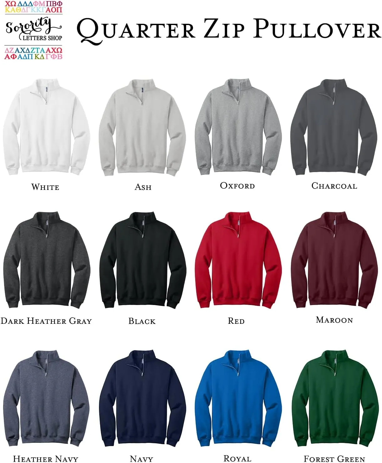 Sigma Alpha Iota Quarter Zip Sweatshirt - SAI Music Sorority - Cadet Collar Pullover - Gifts