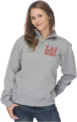 Sigma Alpha Iota Quarter Zip Sweatshirt - SAI Music Sorority - Cadet Collar Pullover - Gifts