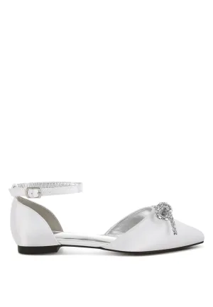 Simina Rhinestone Detail Bow Flat Sandals By RUW