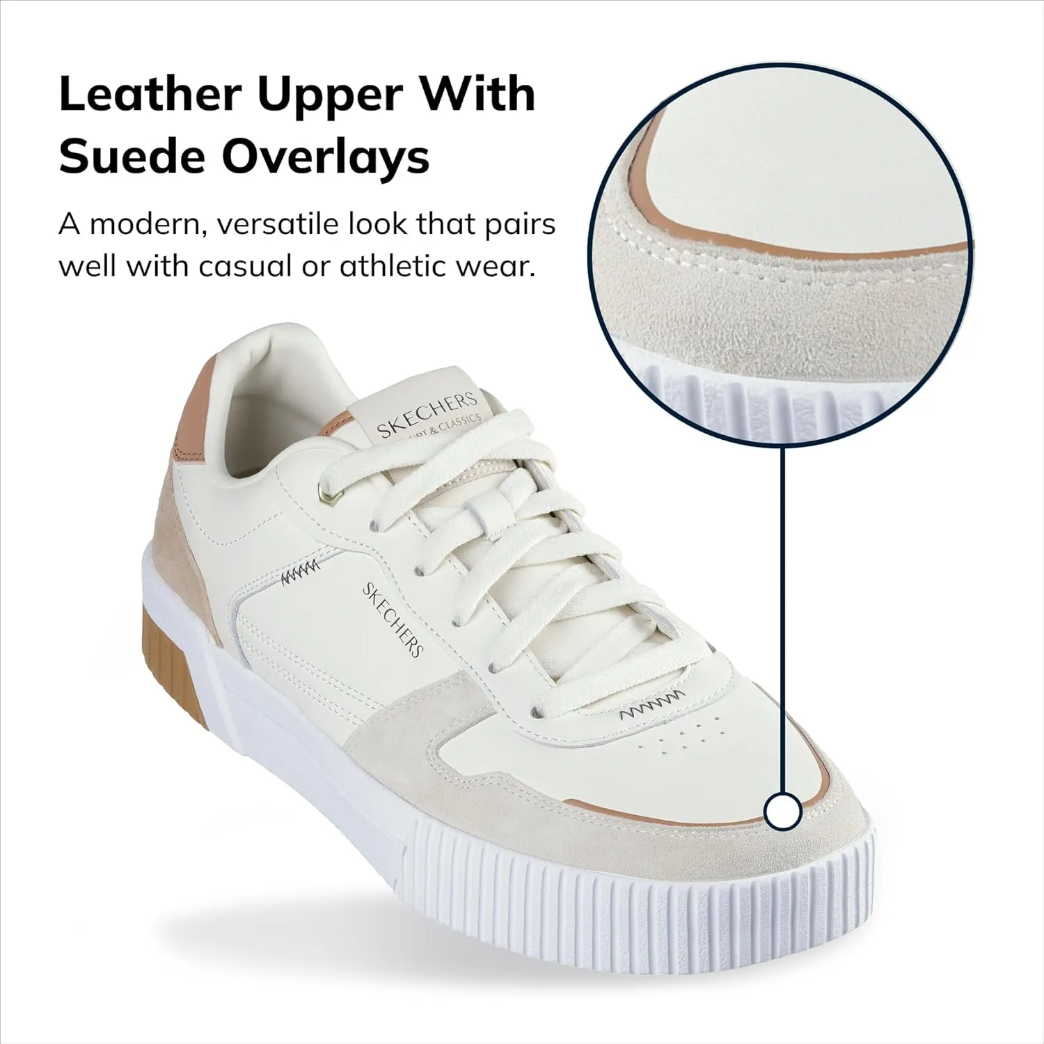 Skechers Men's Jade Kovos Leather and Suede Lace-up Sneakers