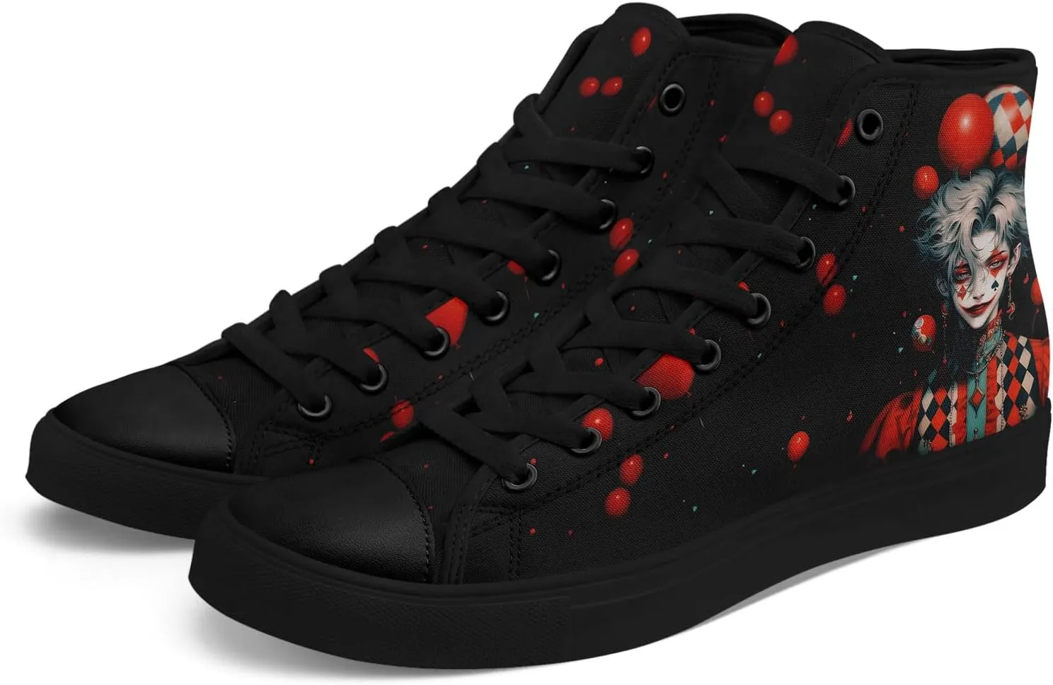 Skull High Top Canvas Sneakers Fashion Punk Rock Joker Print Shoes Casual Walking Shoes Streetwear