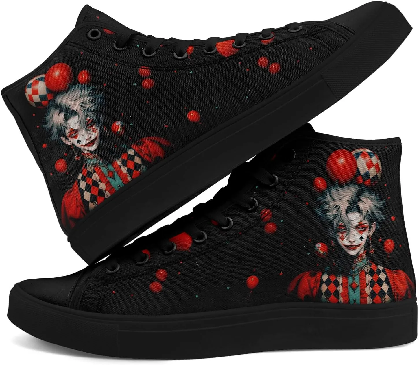 Skull High Top Canvas Sneakers Fashion Punk Rock Joker Print Shoes Casual Walking Shoes Streetwear