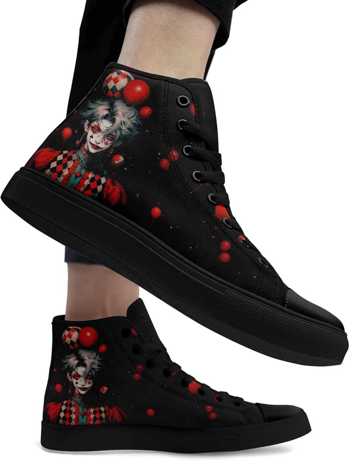 Skull High Top Canvas Sneakers Fashion Punk Rock Joker Print Shoes Casual Walking Shoes Streetwear