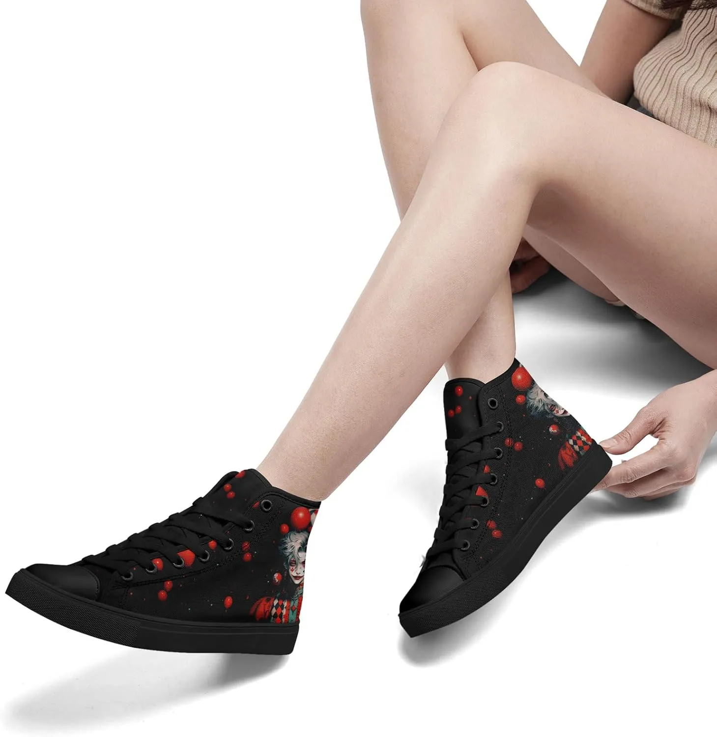 Skull High Top Canvas Sneakers Fashion Punk Rock Joker Print Shoes Casual Walking Shoes Streetwear