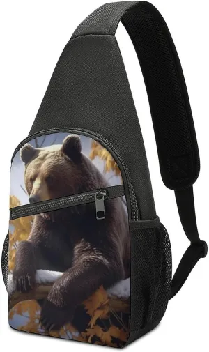 Sling Bags Bear on The Branch Crossbody Bag for Women Men Cross Body Bag for Travel Hiking Shopping