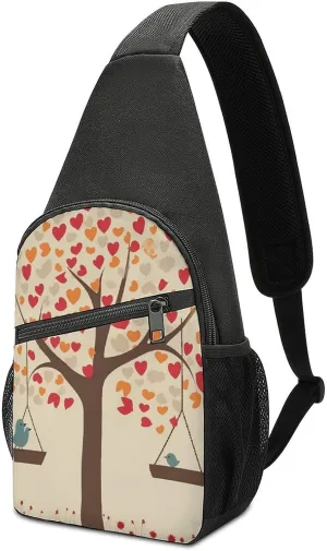 Sling Bags Tree And Birds Crossbody Bag for Women Men Cross Body Bag for Travel Hiking Shopping