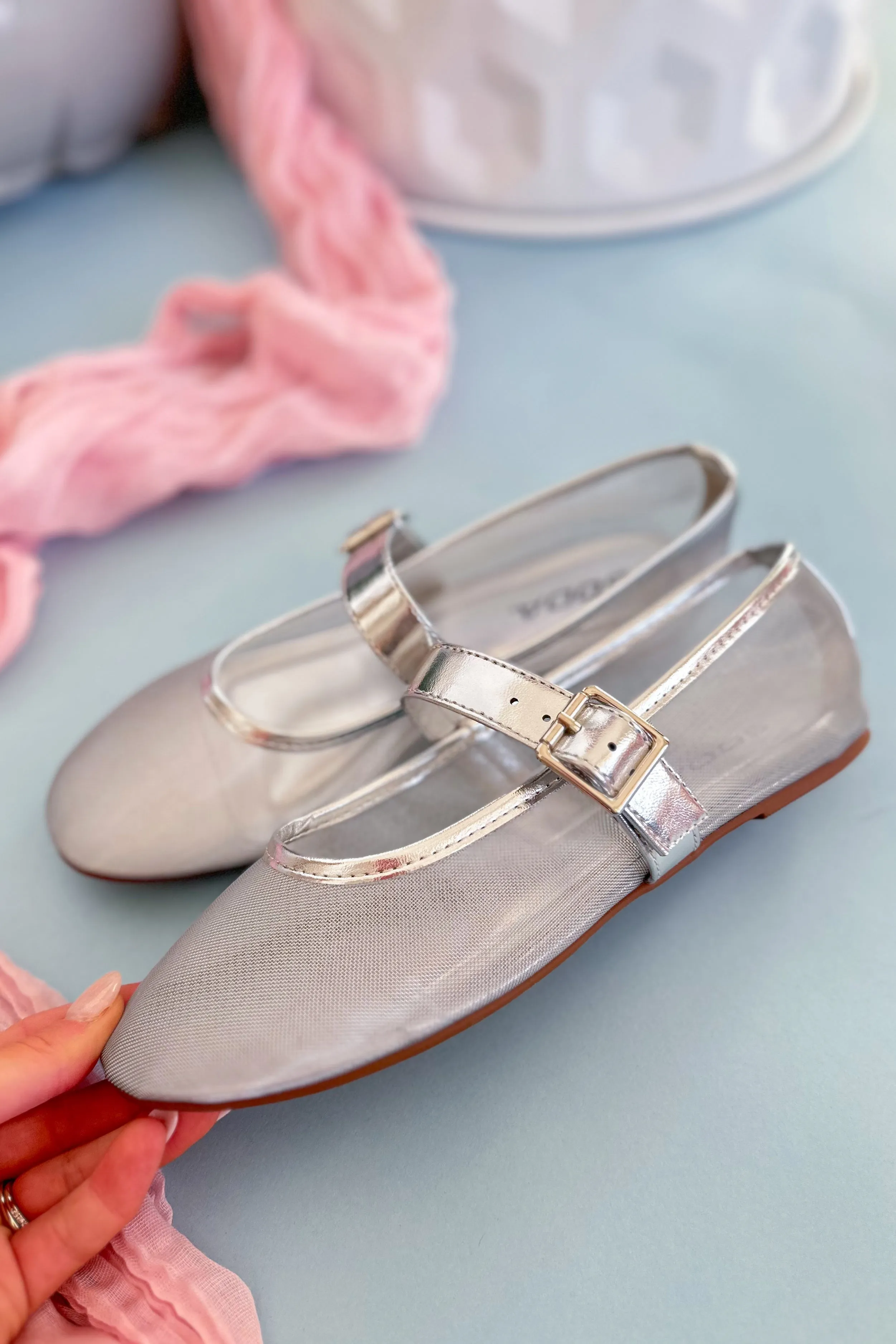 Soda Summer Round Toe Mesh Mary Jane Flat