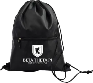 Sorority Shop Beta Theta Pi Fraternity Black Drawstring Backpack, Sports Bag, Travel Carryall