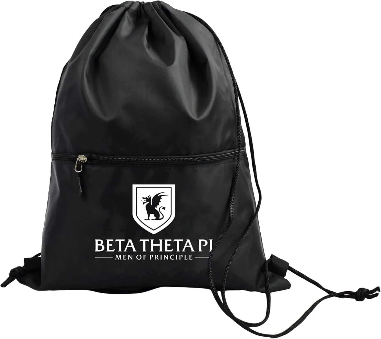 Sorority Shop Beta Theta Pi Fraternity Black Drawstring Backpack, Sports Bag, Travel Carryall