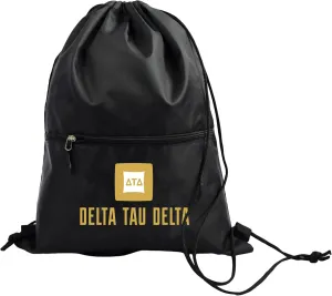 Sorority Shop Delta Tau Delta Fraternity Black Drawstring Backpack, Sports Bag, Travel Carryall