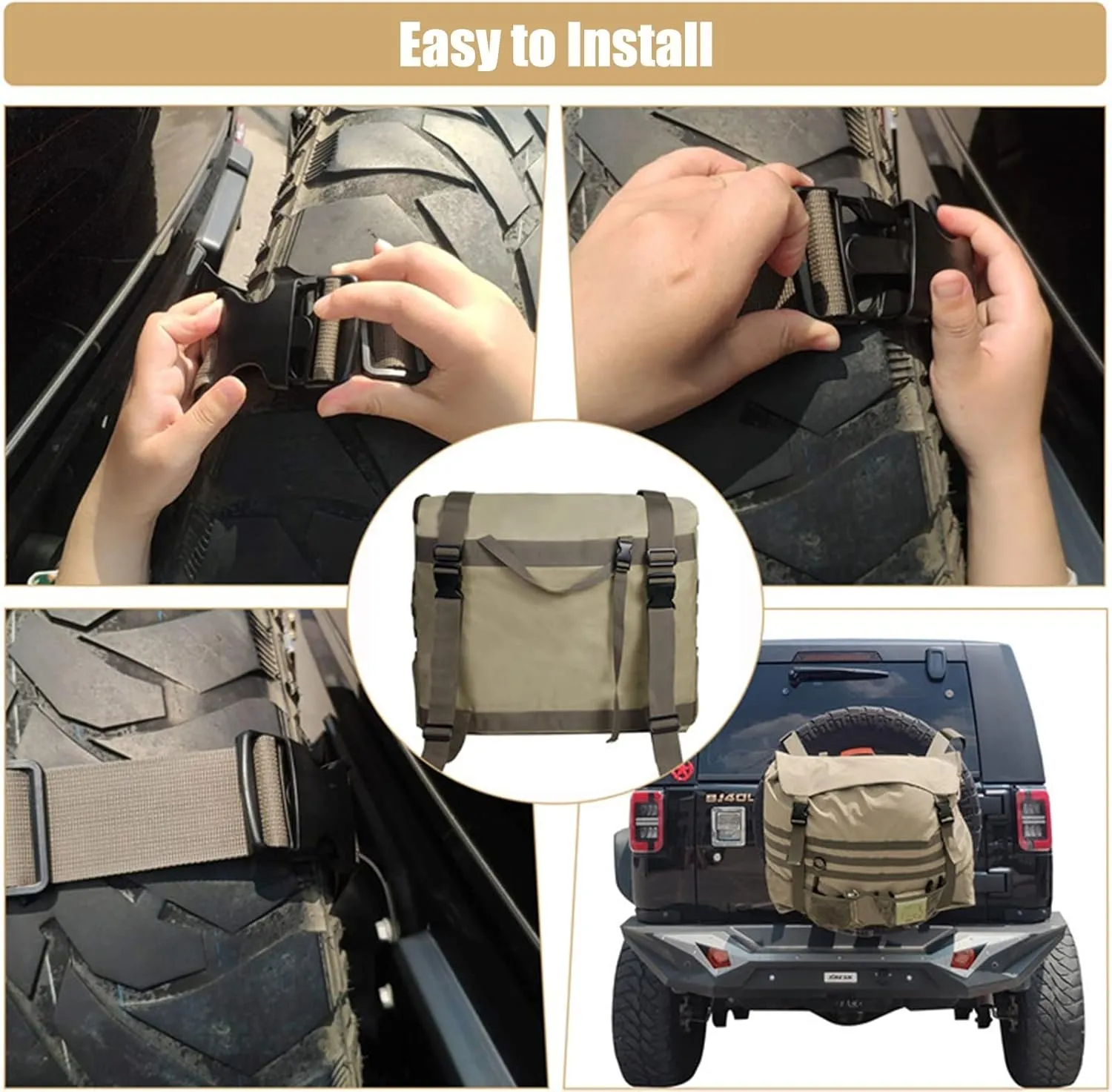 Spare Tire Trash Bag Trash Bag Overland Gear Organizer Cargo Garbage Tool Trunk Rear Wheel Bags for Outdoor Camping SUV Truck Off-Road Recovery Backpack,Black,58x18x60cm