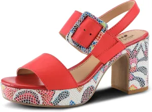 Spring Step Azucar Women's Sandal with Leather Upper and Mosaic Block Heel
