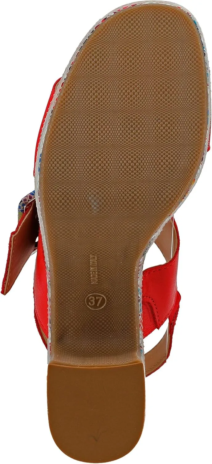 Spring Step Azucar Women's Sandal with Leather Upper and Mosaic Block Heel