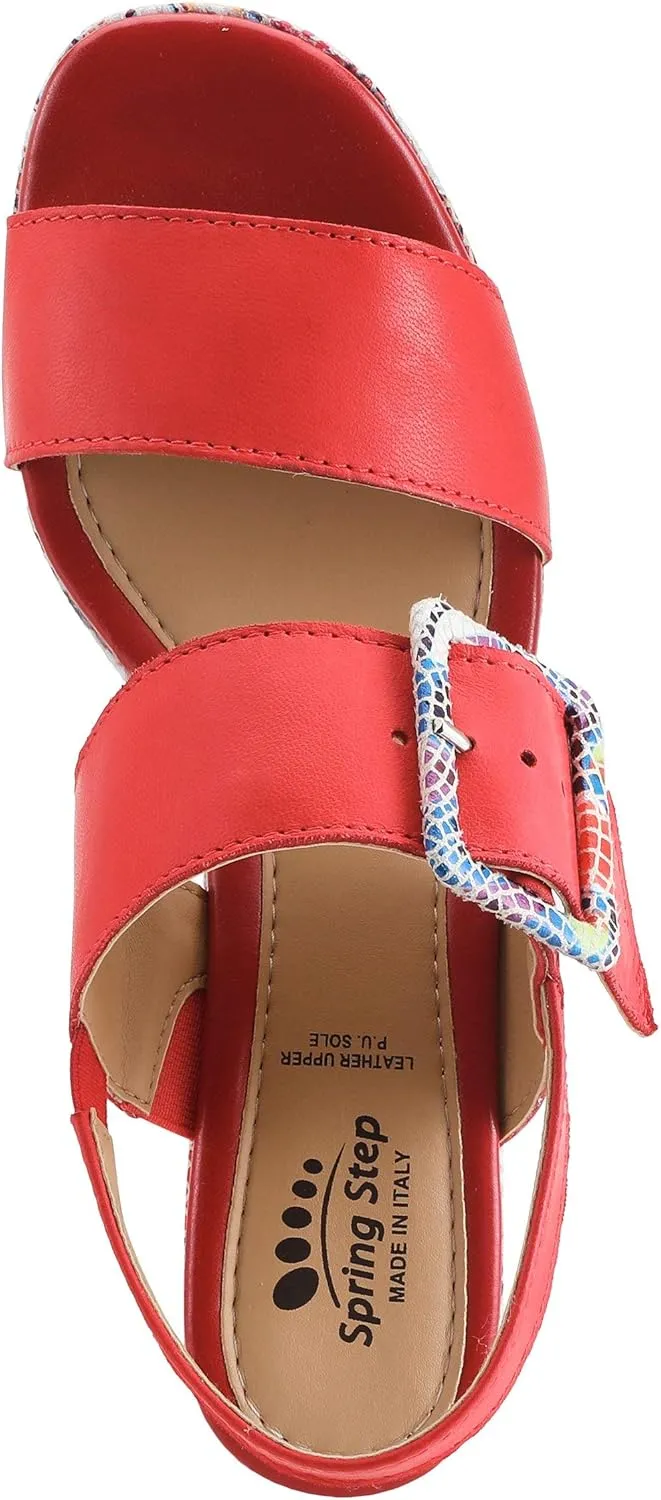 Spring Step Azucar Women's Sandal with Leather Upper and Mosaic Block Heel