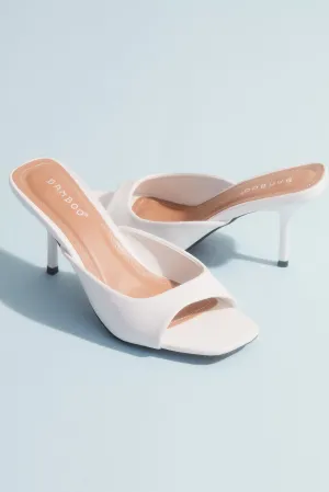 Square Toe Kitten Heel Mule Sandals