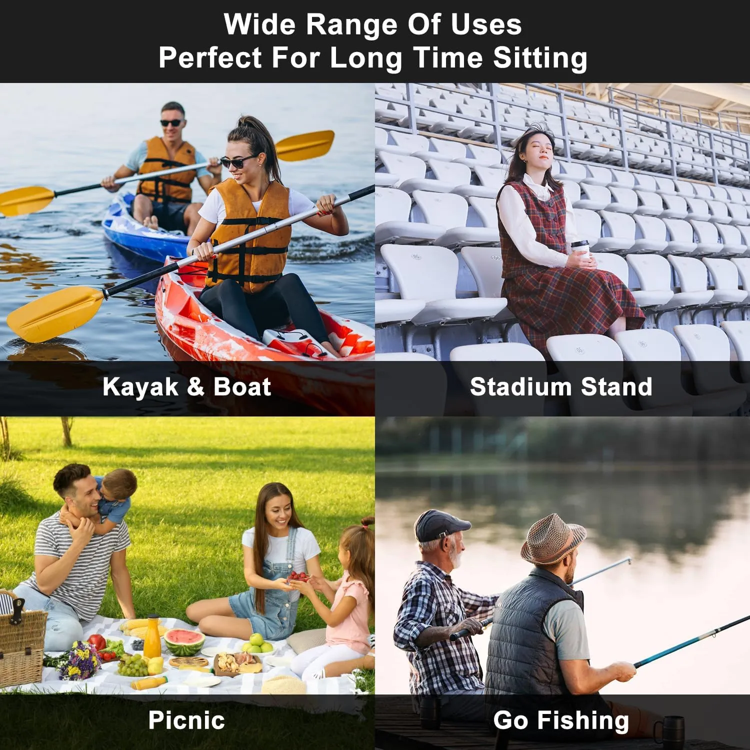 Stadium Seat Cushion 2 Pack,Bleacher Seat Cushion,Soft & Extra Thick Bleacher Cushion,Portable and Extra Thick Stadium Cushion,Bleacher Cushion for Any Outdoor Events Use