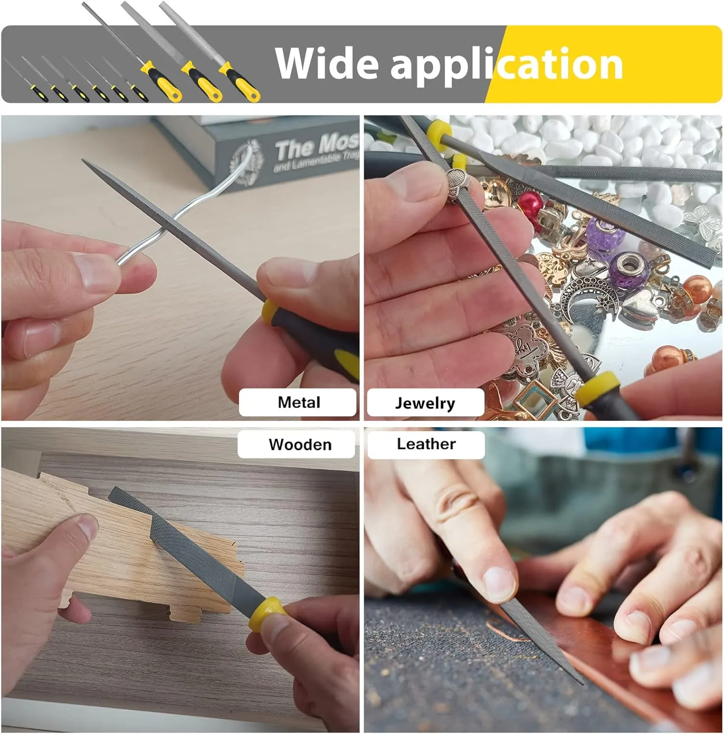 Steel File,Metal File,Half-Round/Round Files and 6 pcs Needle Files with Storage Bag and Steel Brush for Woodwork, Metal, Leather and Plastic