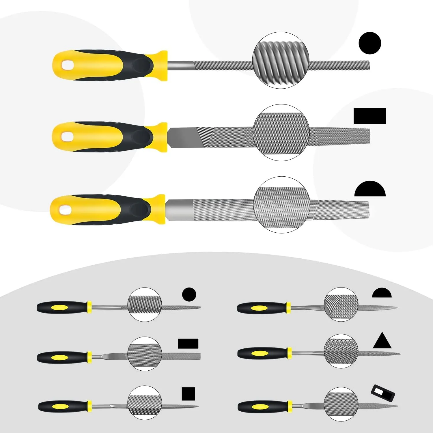 Steel File,Metal File,Half-Round/Round Files and 6 pcs Needle Files with Storage Bag and Steel Brush for Woodwork, Metal, Leather and Plastic