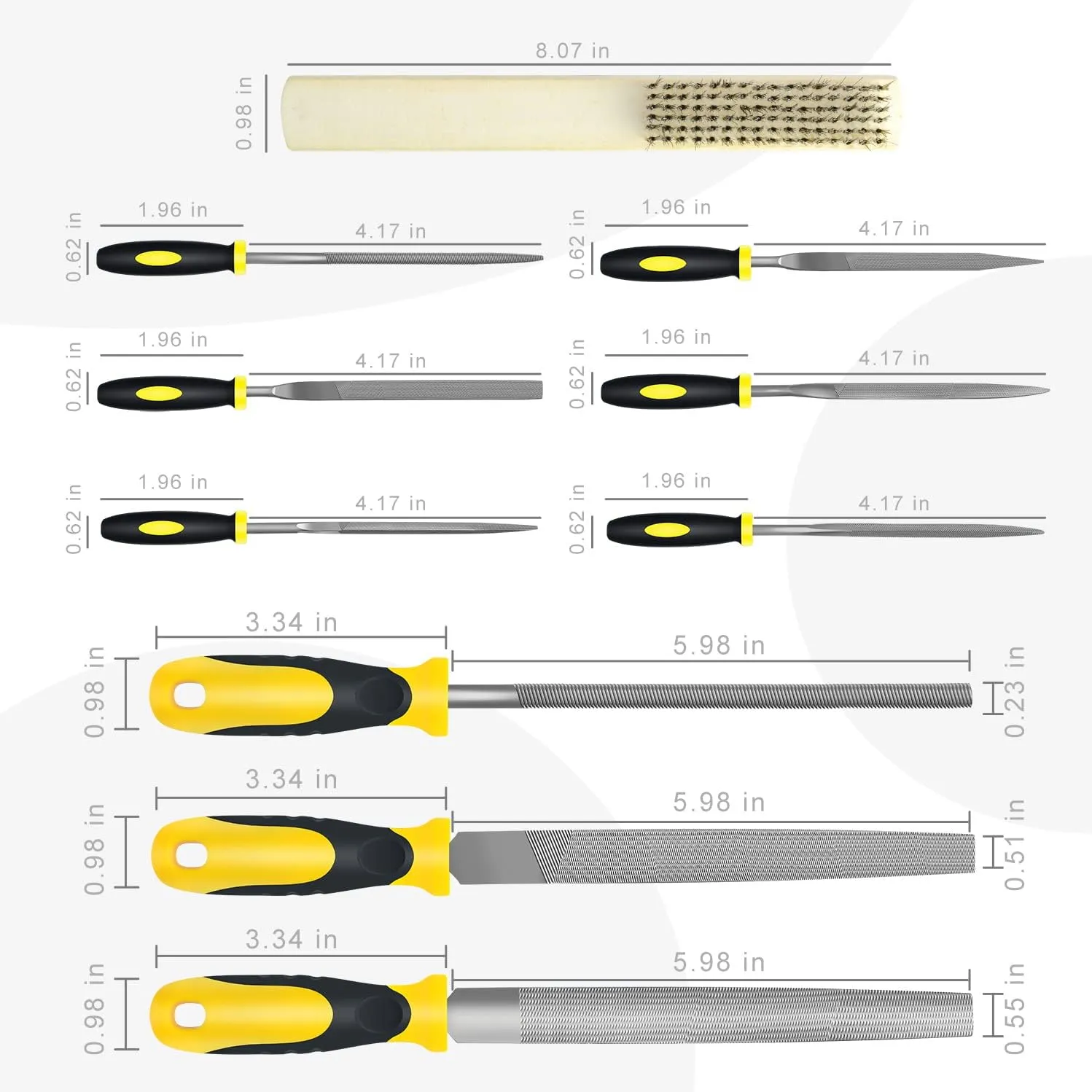 Steel File,Metal File,Half-Round/Round Files and 6 pcs Needle Files with Storage Bag and Steel Brush for Woodwork, Metal, Leather and Plastic