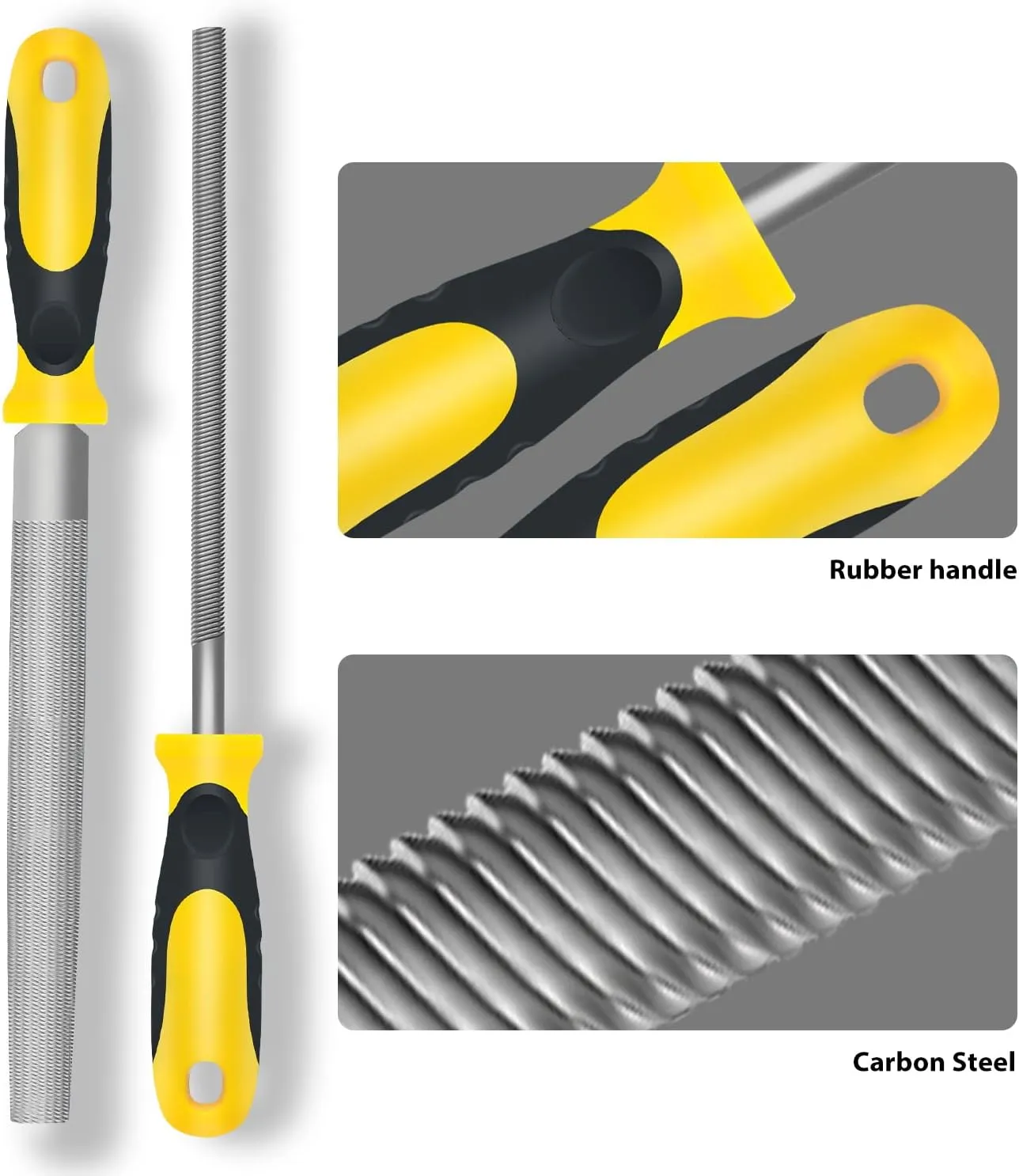 Steel File,Metal File,Half-Round/Round Files and 6 pcs Needle Files with Storage Bag and Steel Brush for Woodwork, Metal, Leather and Plastic