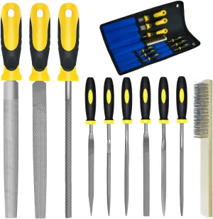 Steel File,Metal File,Half-Round/Round Files and 6 pcs Needle Files with Storage Bag and Steel Brush for Woodwork, Metal, Leather and Plastic