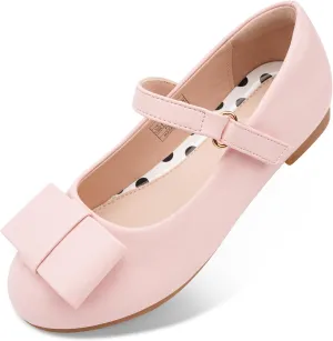 Stelle Girls Mary Jane Dress Shoes Ballerina Flat with Bow for Toddler/Little/Big Kids