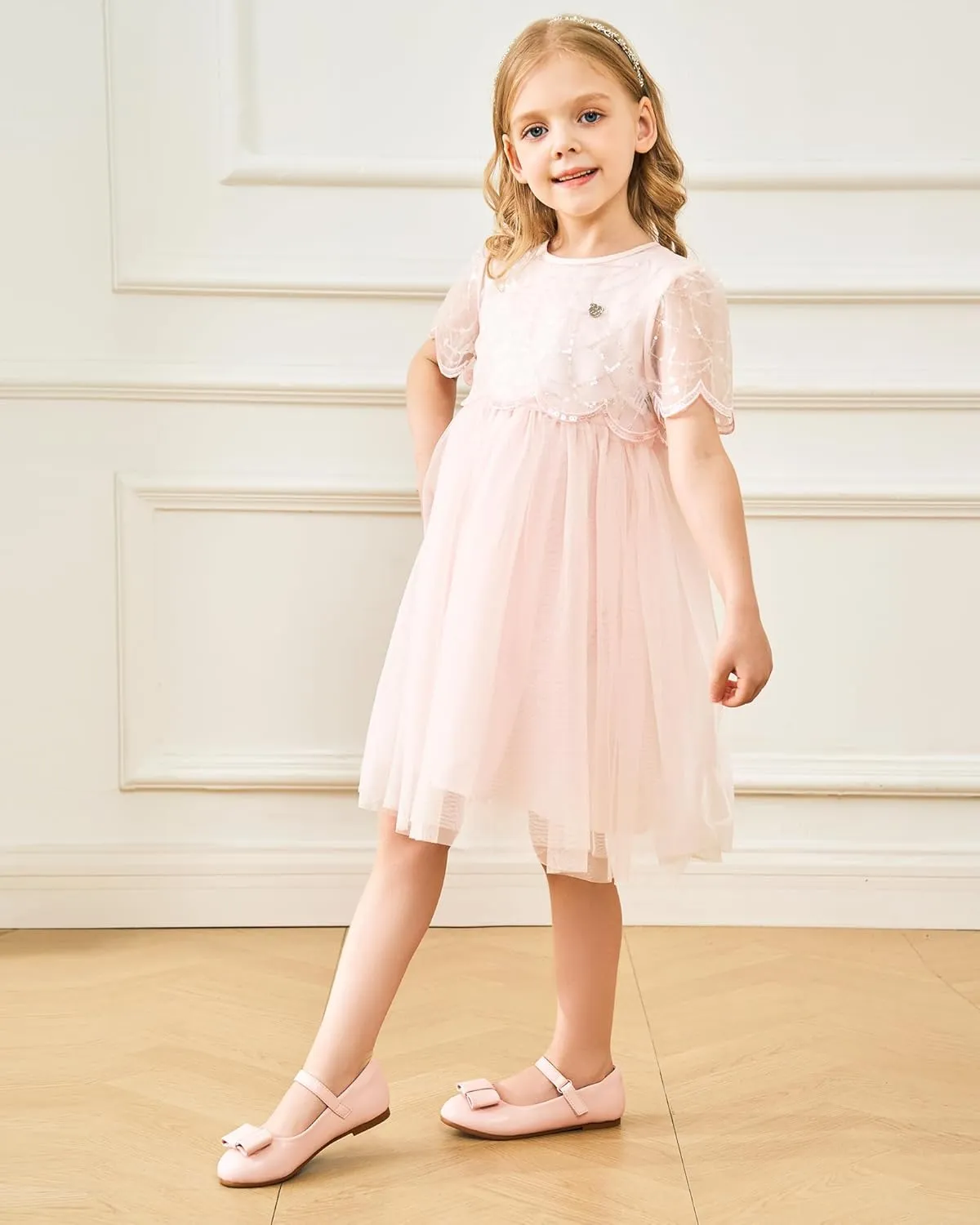 Stelle Girls Mary Jane Dress Shoes Ballerina Flat with Bow for Toddler/Little/Big Kids