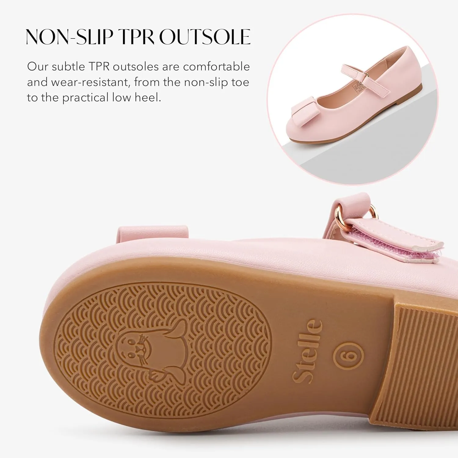 Stelle Girls Mary Jane Dress Shoes Ballerina Flat with Bow for Toddler/Little/Big Kids